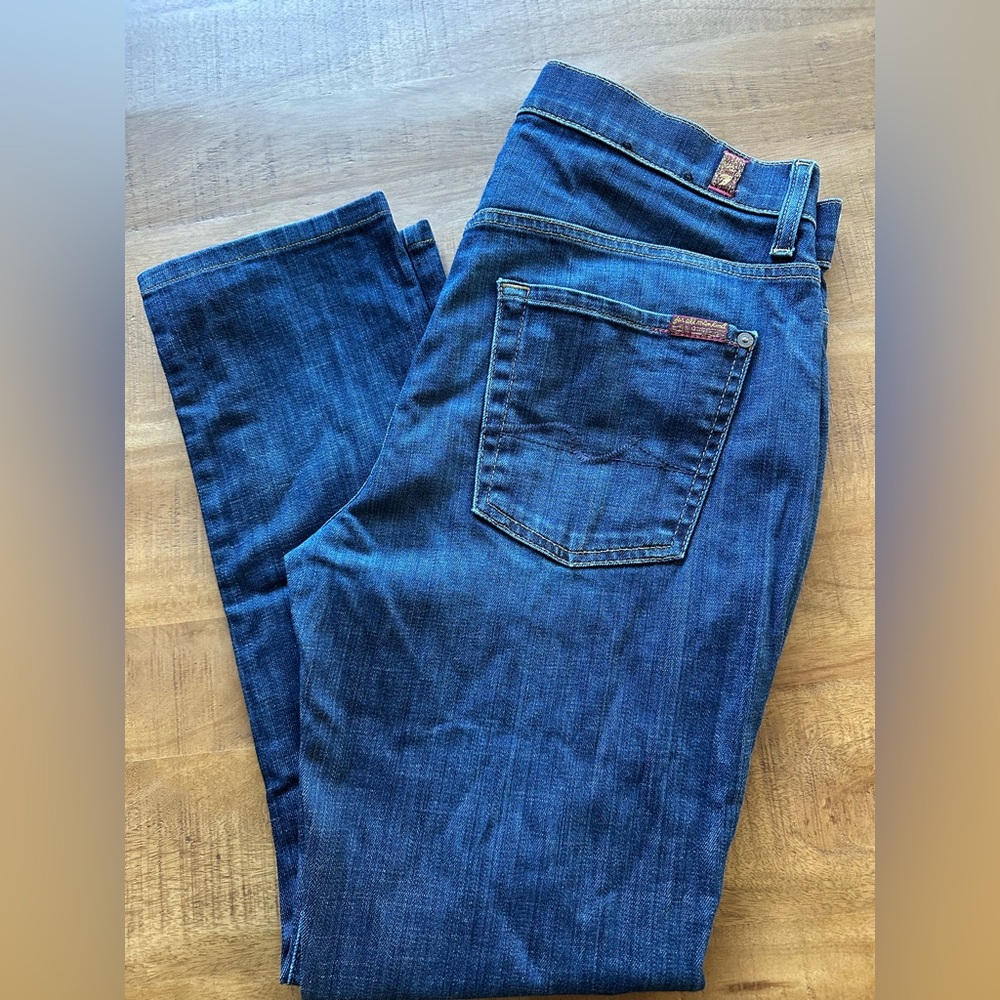 7 For All Mankind Dark Blue Straight Ankle Lenght